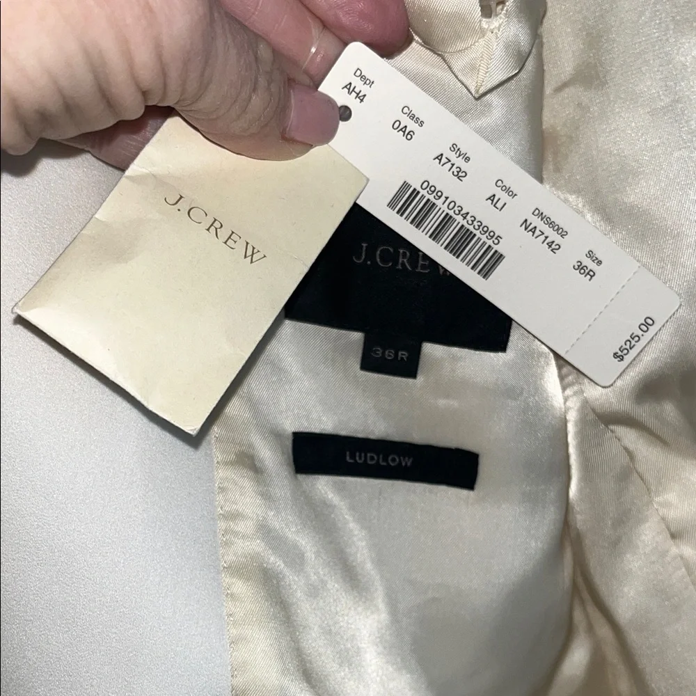 J. Crew Cream / White Tuxedo Blazer NWT 36R